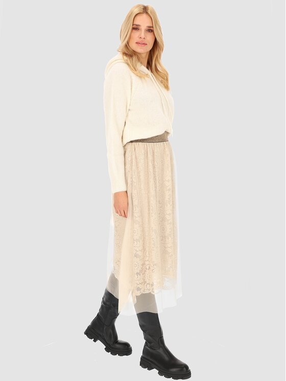 Perso Perso Sukně JPE230069F Béžová Regular Fit