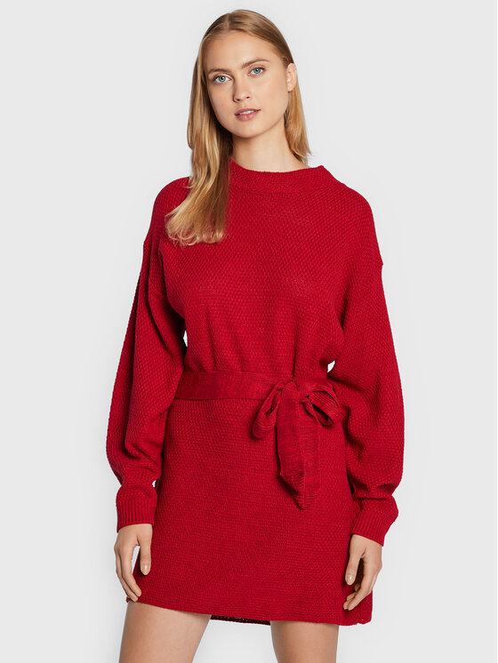 Glamorous Pletena obleka LC1029 Rdeča Regular Fit