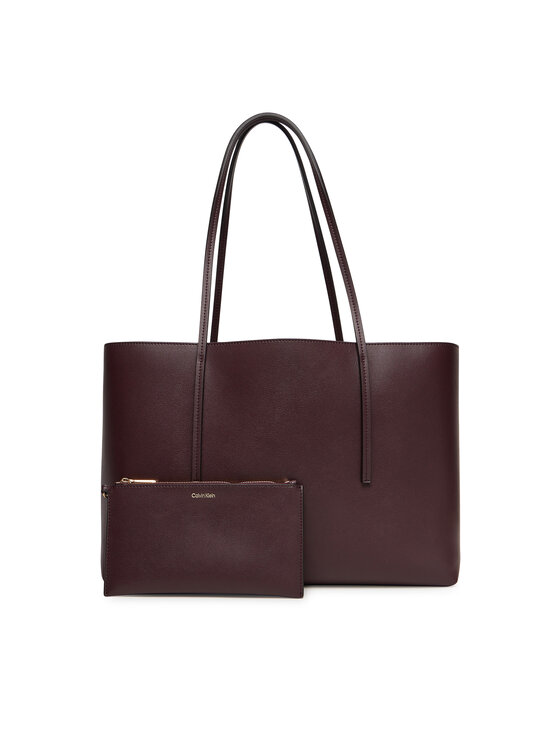 Calvin Klein Torebka Foil Logo Tote W/Pouch LV04F3274G Bordowy