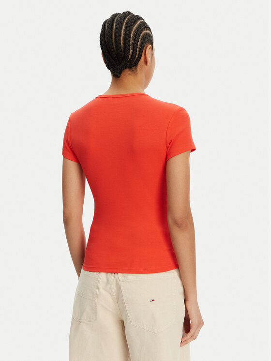 Tommy Jeans Tommy Jeans Majica Essential DW0DW17383 Oranžna Slim Fit