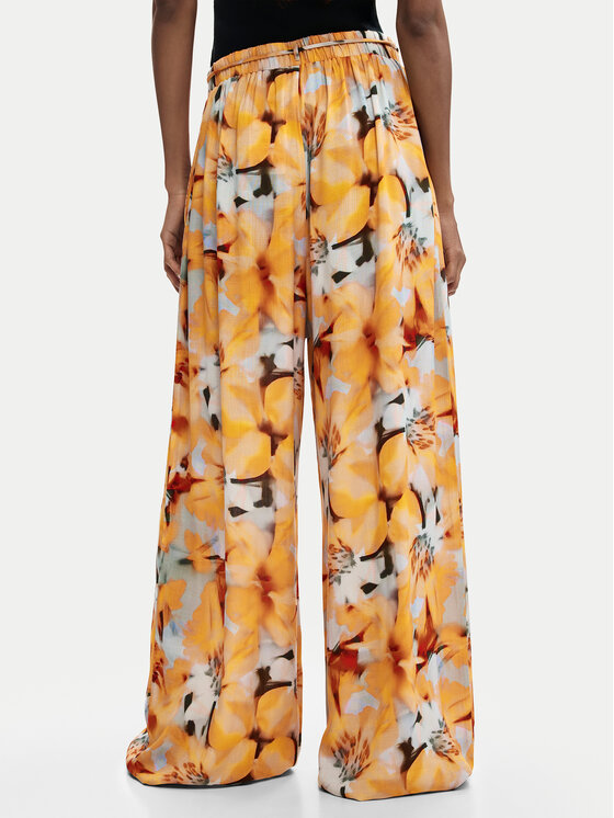 Desigual Desigual Hlače iz tkanine Pant Preston 26SWPW38 Oranžna Relaxed Fit