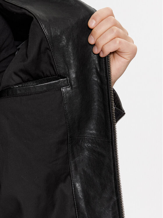 Pepe Jeans Pepe Jeans Кожено яке Valen PM402881 Черен Regular Fit