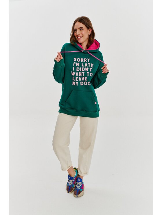 NAOKO NAOKO Mikina Dog Mom Zelená Regular Fit