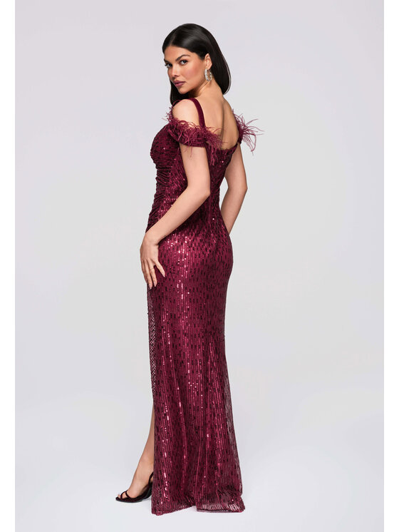 Ombre Ombre Sukienka wieczorowa LA-OM-DLR281 Bordowy Regular Fit