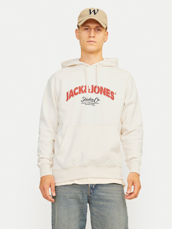 Jack&Jones Džemperis ar kapuci Bronx 12262919 Écru Regular Fit