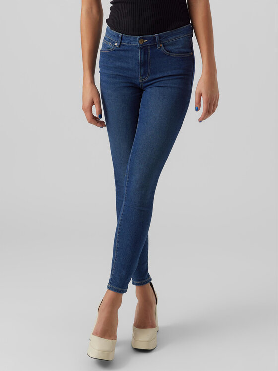 Vero Moda Džinsi June 10278817 Tumši zils Slim Fit