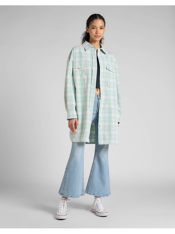 Lee Lee Koszula ELONGATED OVERSHIRT Zielony Regular Fit