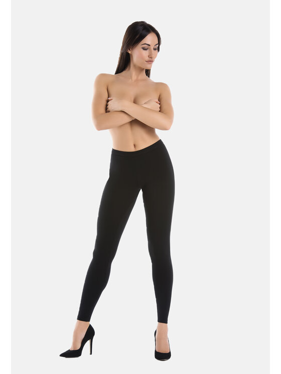 Teyli Teyli Legginsy damskie bawełniane Classico Czarny Regular Fit