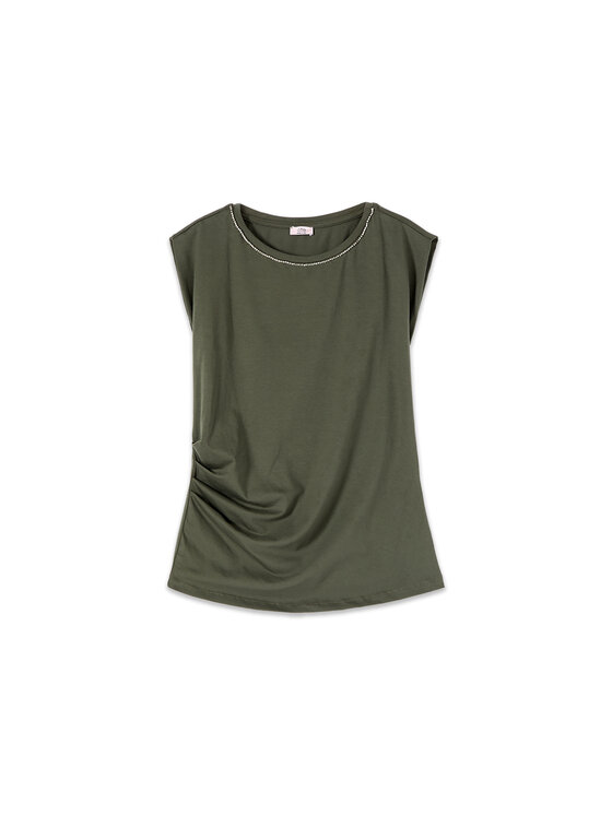 Oltre Oltre T-Shirt G085J004700N0H5 Zielony Regular Fit