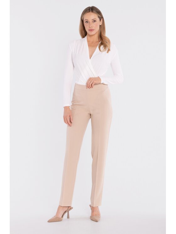 Stylove Stylove Pantaloni di tessuto S433 Beige Cigarette Fit