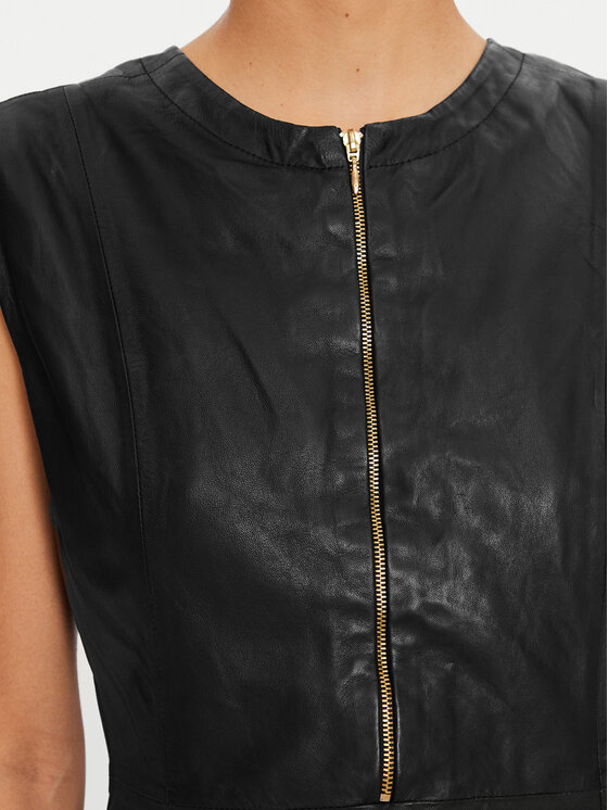 Bruuns Bazaar Bruuns Bazaar Kožené šaty Agathea BBW4183 Čierna Slim Fit