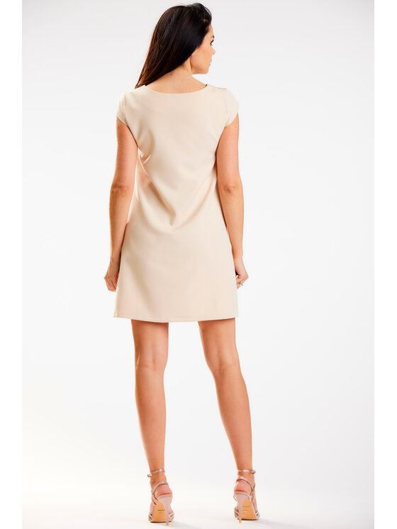 Awama Awama Sukienka letnia A570 Beżowy Basic Fit