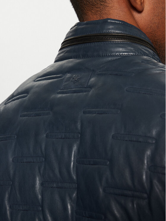 Milestone Milestone Шкіряна куртка Aversa 99101960080 Cиній Regular Fit