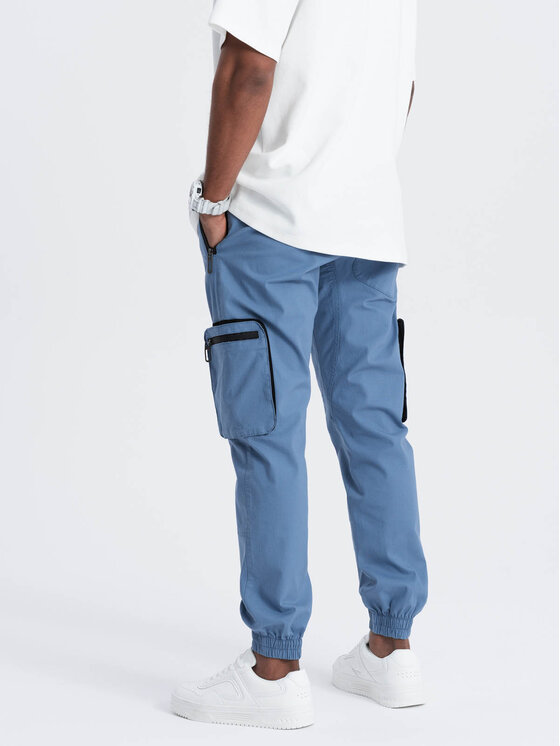 Ombre Ombre Joggers kalhoty OM-PAJO-0135 Modrá Cargo Fit