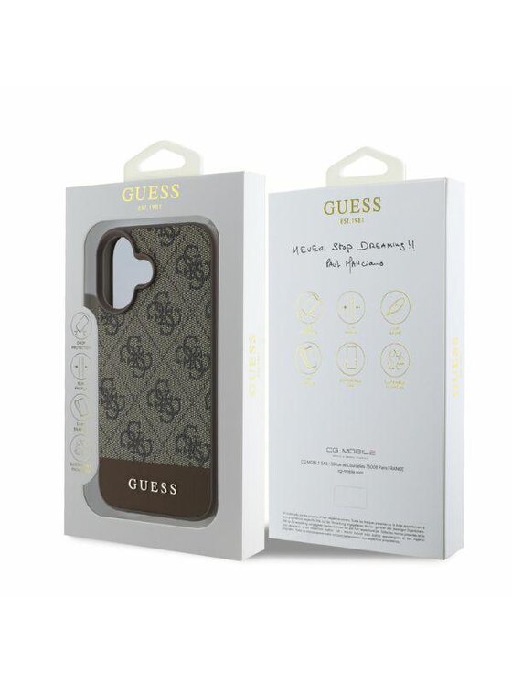 Guess Guess Etui na telefon Apple iPhone 16 Brązowy