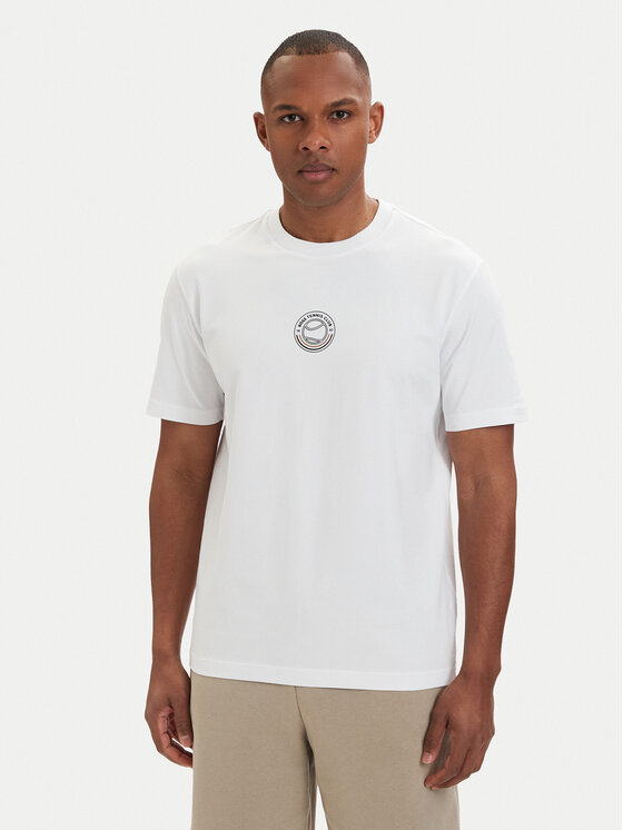 BOSS Tricou Open 50560293 Alb Relaxed Fit