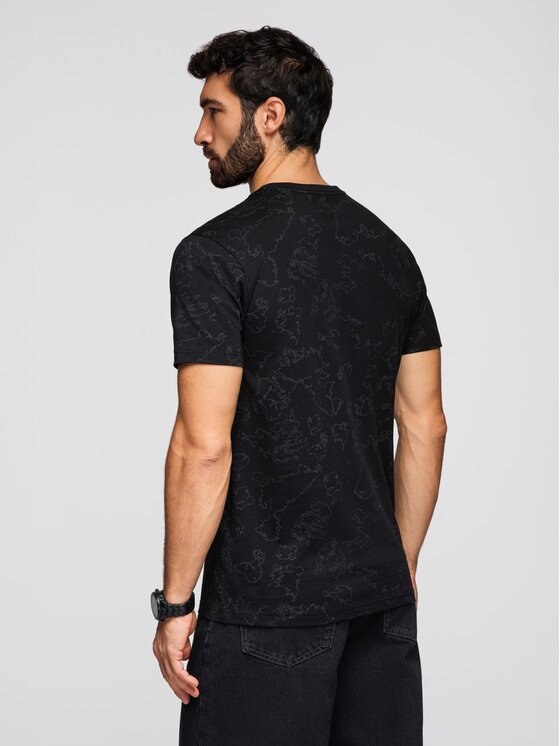 Ombre Ombre T-Shirt OM-TSFP-0263 Czarny Regular Fit