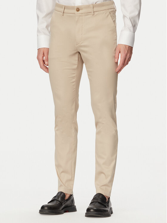 BOSS BOSS Текстилни панталони P-Kaiton1 50553841 Бежов Slim Fit