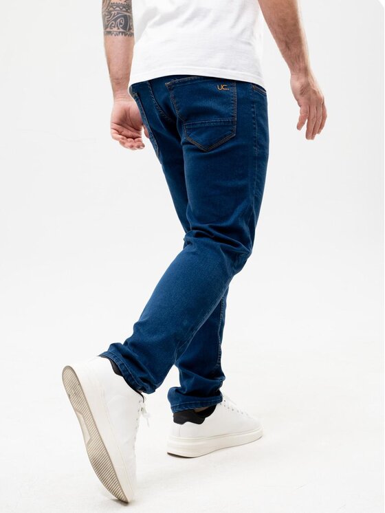 Urban City Urban City Jeansy Spodnie Jeansowe Męskie Ciemne Niebieskie UrbanCity Pocket Logo 34 Granatowy Regular Fit