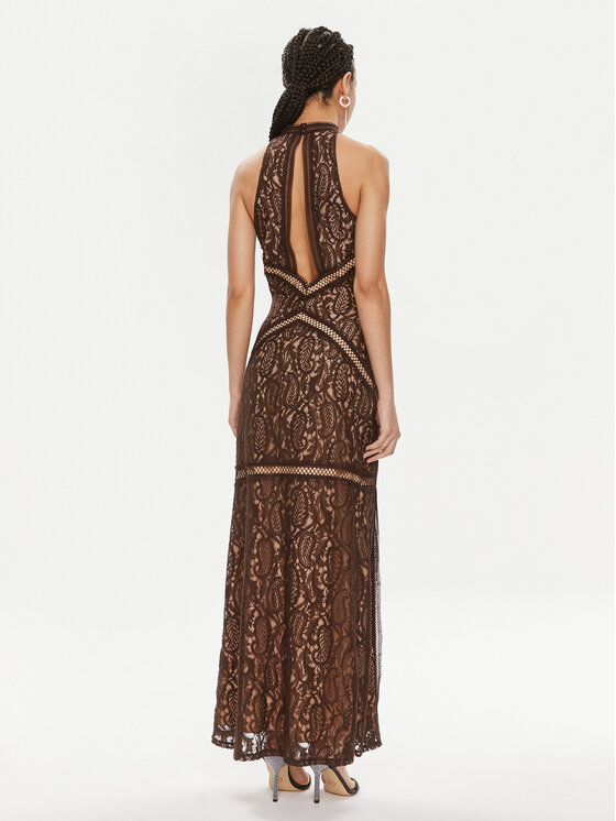 Guess Guess Večerní šaty New Liza W4GK20 KC760 Hnědá Slim Fit