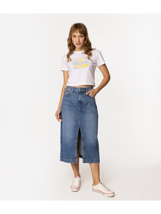 Lee Cooper Lee Cooper Spódnica jeansowa EVA 3122 Niebieski Regular Fit