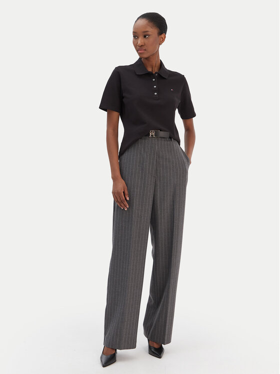 Tommy Hilfiger Tommy Hilfiger Тениска с яка и копчета 1985 WW0WW43224 Черен Regular Fit