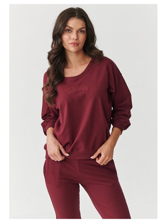 Makadamia Makadamia Dres M891 Bordowy Loose Fit