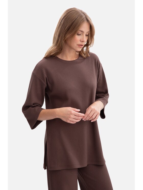 BeWear BeWear Bluzka b301 Brązowy Baggy Fit