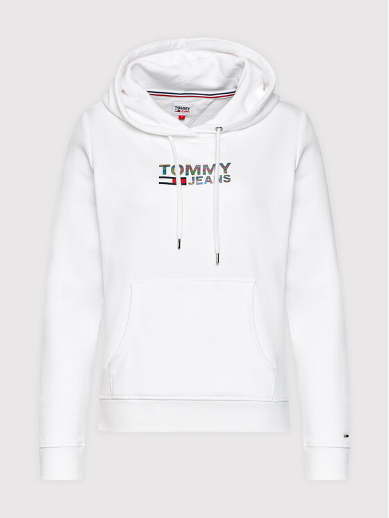 Tommy Jeans Felpa Metal Corp Logo DW0DW09247 Bianco Slim Fit • Modivo.it