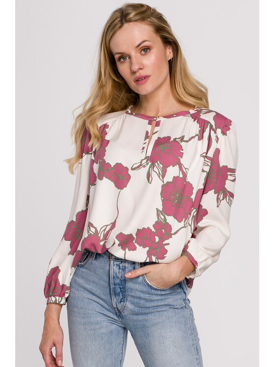 Makover Makover Bluzka K099 Czerwony Regular Fit