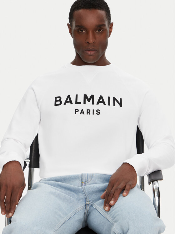 Balmain Balmain Bluza DH1JQ005BB65 Biały Regular Fit