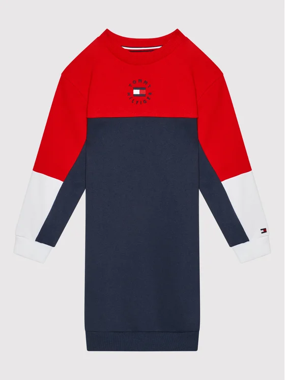 Tommy Hilfiger Kleid für den Alltag Colorblock KG0KG05745 Dunkelblau Regular Fit