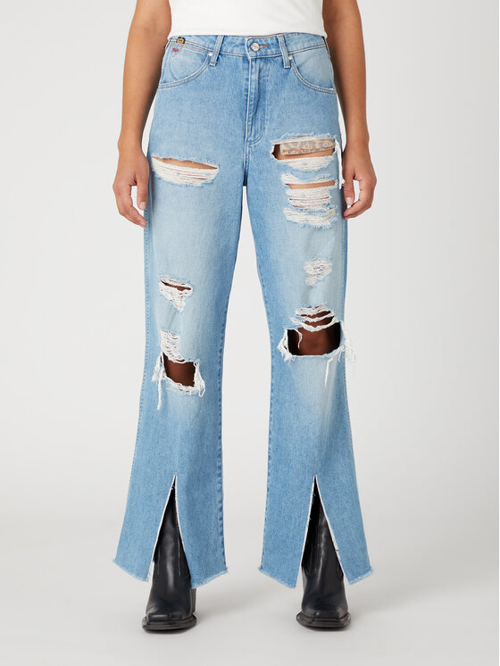 Wrangler Wrangler Jeansy Mom Relaxed W24M96M28 112327225 Błękitny Relaxed Fit