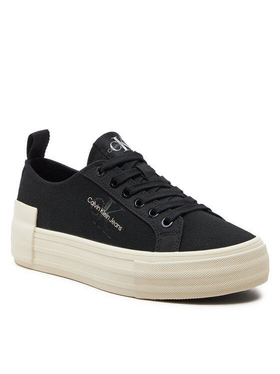 Calvin Klein Jeans Calvin Klein Jeans Tenisice Bold Vulc Flatf Low Lace Mix Mtl YW0YW01465 Crna