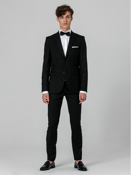 VILLARO VILLARO Marynarka MAR316 Czarny Slim Fit