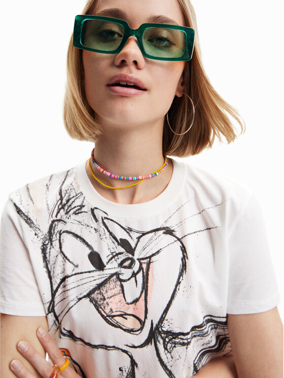 Desigual Desigual T-Shirt LOONEY TUNES Bugs Carrot 23SWTKBT Λευκό Regular Fit