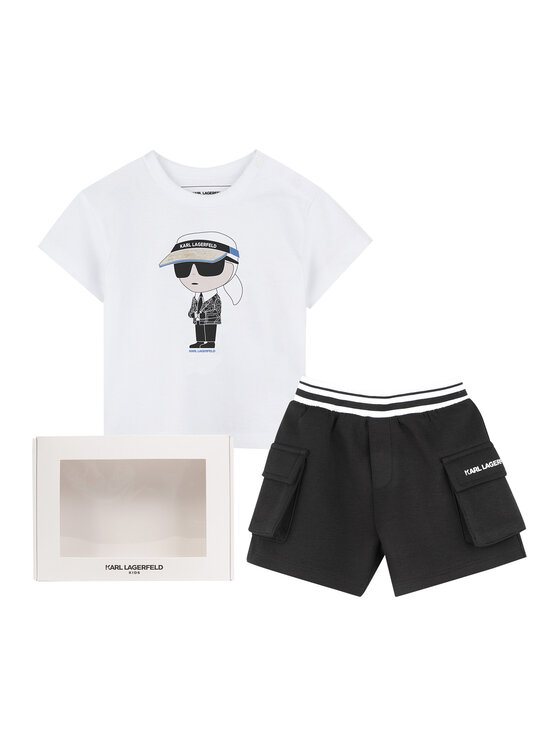 Karl Lagerfeld Kids Karl Lagerfeld Kids Komplet t-shirt i spodenki Z30502 M Czarny Regular Fit