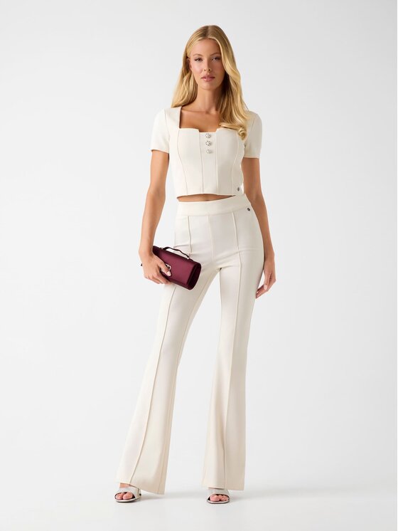 Guess Guess Μπλουζάκι W6RP08 KCBO2 Εκρού Classic Fit