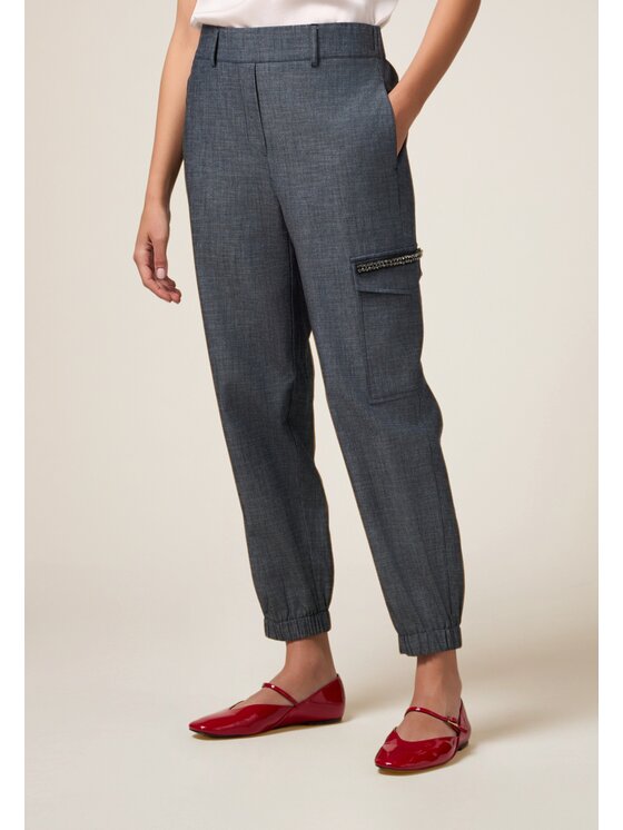 Oltre Oltre Pantaloni di tessuto P204J002345N034 Blu Regular Fit
