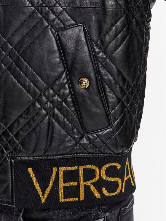 Versace Jeans Couture Lederjacke 75GAVP06 Schwarz Regular Fit CN9401