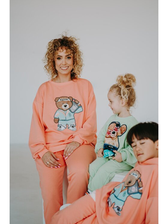 Bejbi Story Bejbi Story Bluza Bluza oversize Funky Teddy dla mamy i taty Pomarańczowy Oversize