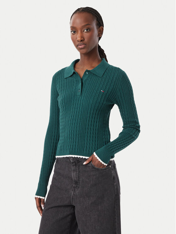 Tommy Jeans Tommy Jeans Пуловер DW0DW23354 Тъмнозелен Slim Fit