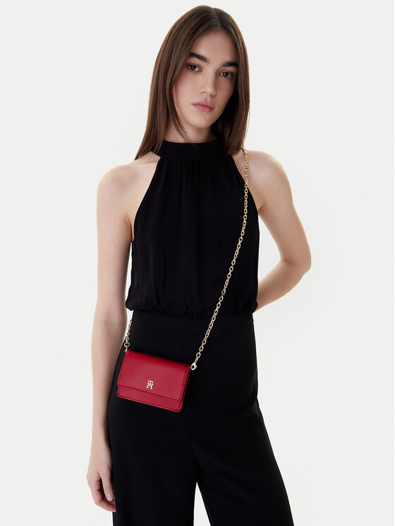 Tommy Hilfiger Torebka Th Icon Card Holder W/Chain AW0AW18248 Czerwony