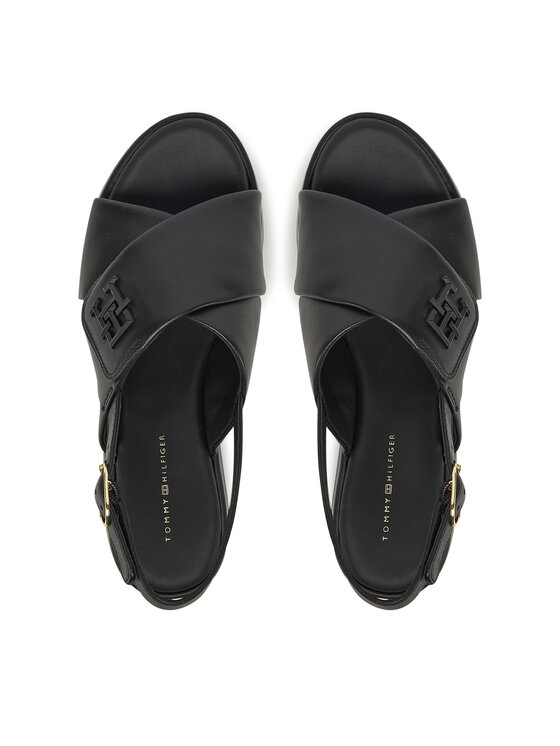 Tommy Hilfiger Tommy Hilfiger Sandale Th Logo Hw Padded Leather Sandal FW0FW08808 Crna