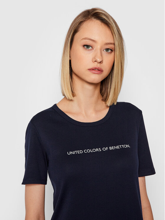 United Colors Of Benetton United Colors Of Benetton T-krekls 3GA2E16A2 Tumši zils Regular Fit