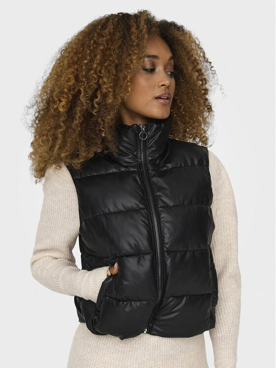 ONLY ONLY Αμάνικο Μπουφάν Anja 15316064 Μαύρο Regular Fit