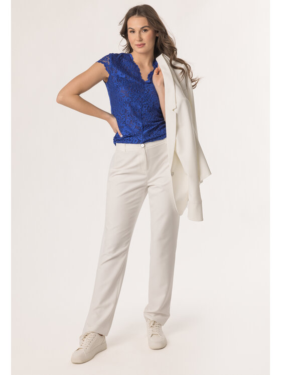 QUIOSQUE QUIOSQUE Dámské kalhoty 3UF002 Bílá Regular Fit