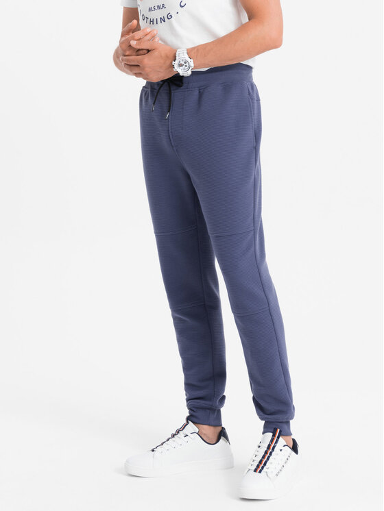 Ombre Ombre Spodnie dresowe OM-PASK-0129 Granatowy Regular Fit