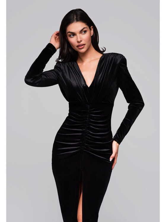 Ombre Ombre Sukienka wieczorowa LA-OM-DLR253 Czarny Regular Fit