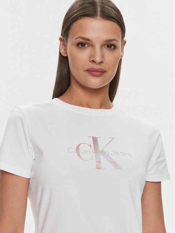 Calvin Klein Jeans Calvin Klein Jeans Vestito da giorno Diffused Monologo J20J223056 Bianco Slim Fit